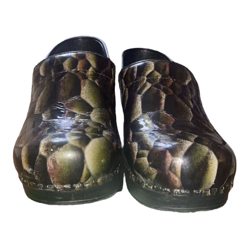 Dansko Green Snake Print Clogs Size 6.5-7 - image 2
